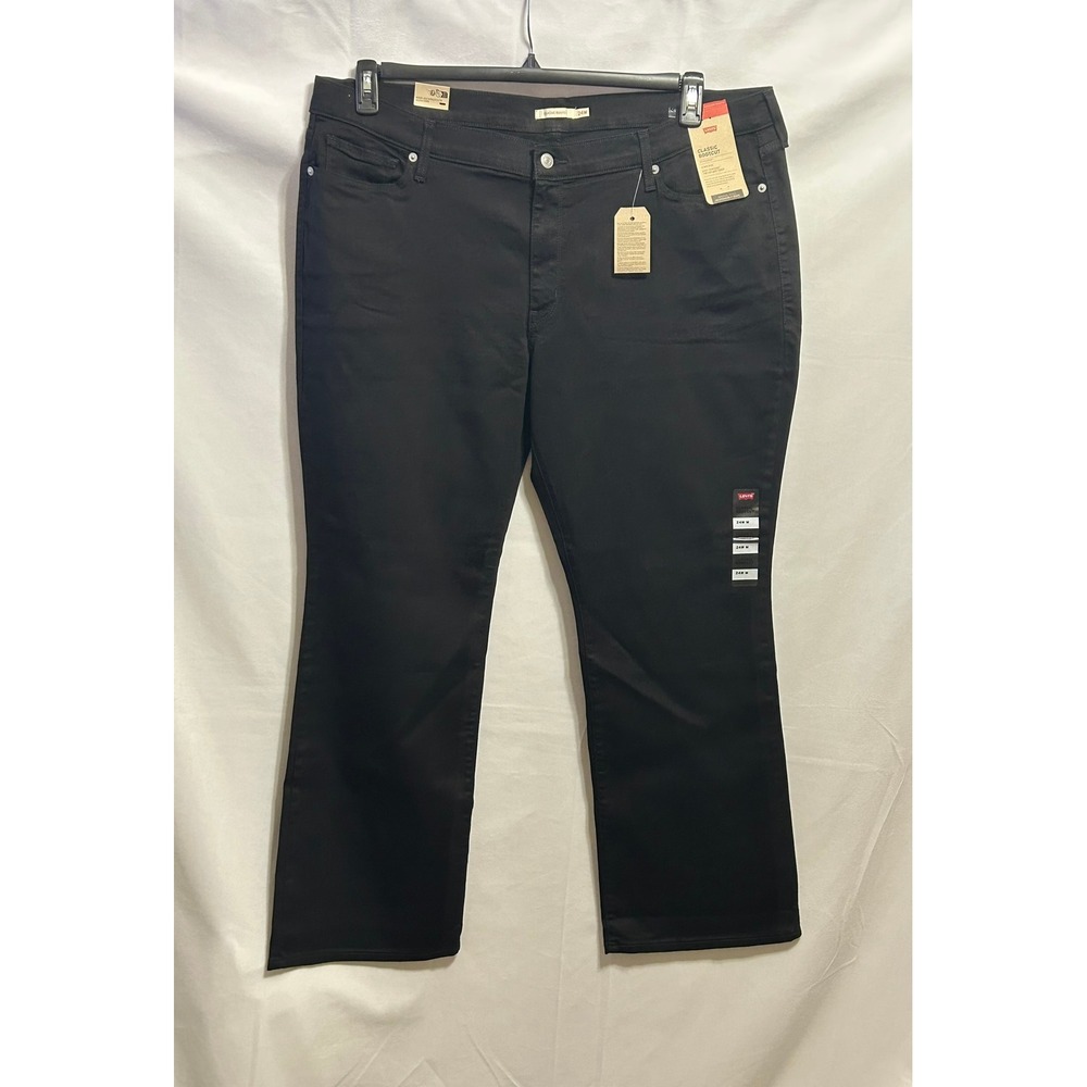 Levis Women Classic Bootcut Jeans Black Mid Rise Hypersoft 24W M Plus Size NEW